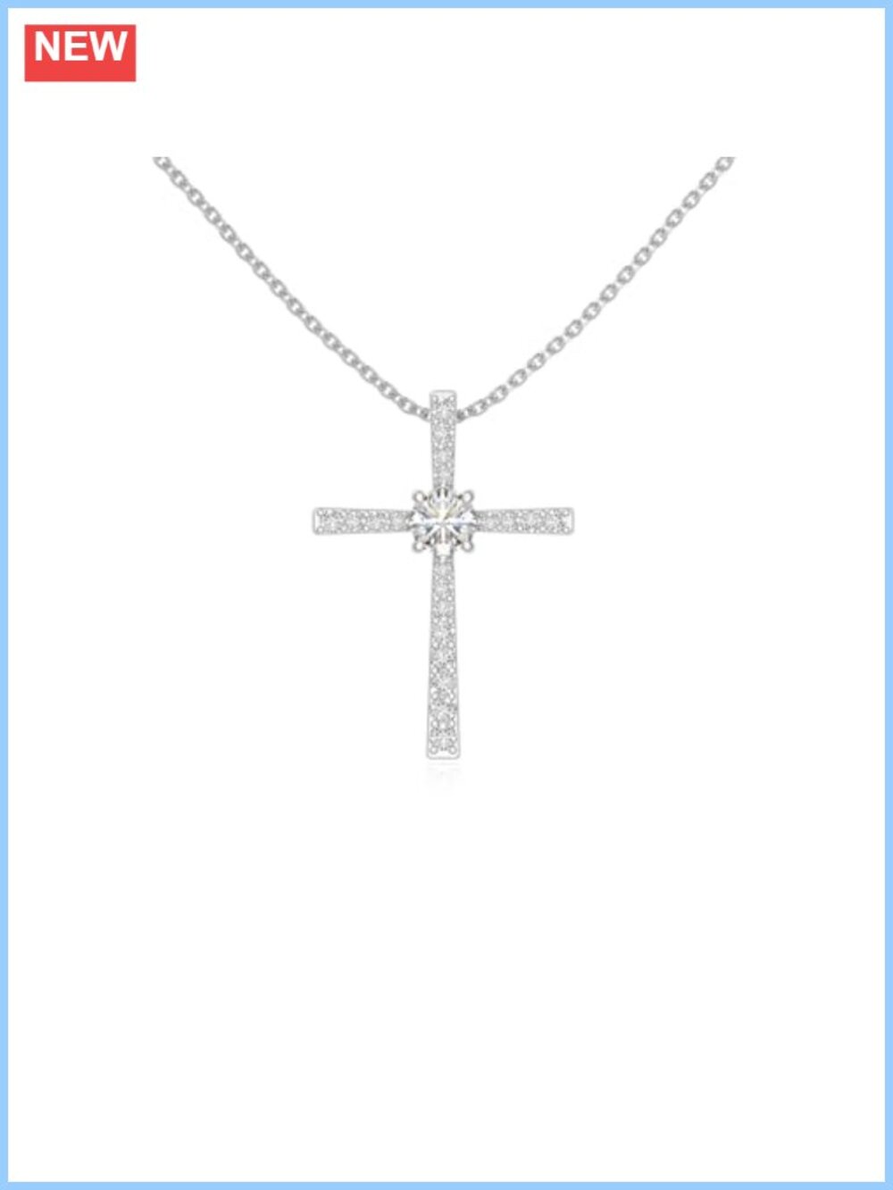 Moissanite Cross Pendant Necklace 18K Gold Vermeil Sterling Silver Women